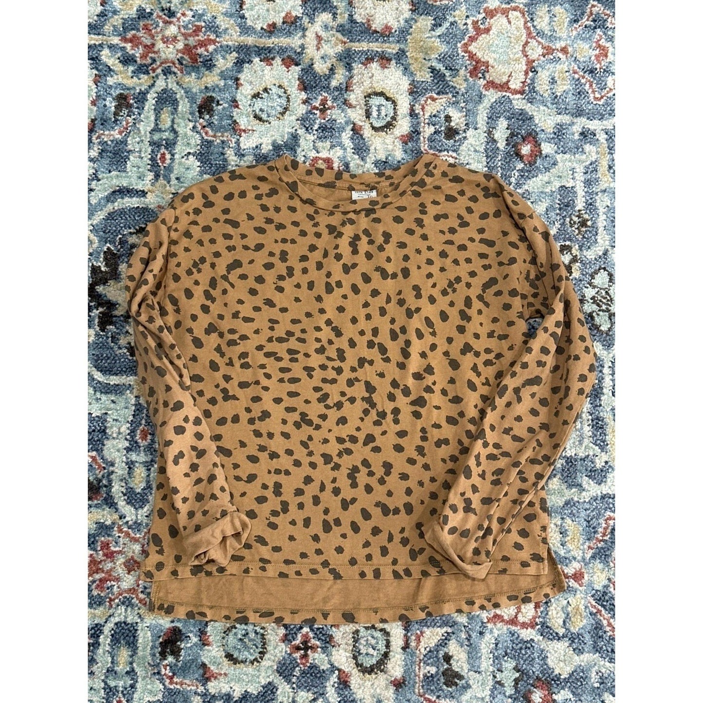 Zara Kids Leopard Print Top Kids Size 10 Tan Brown Long Sleeve EUC0