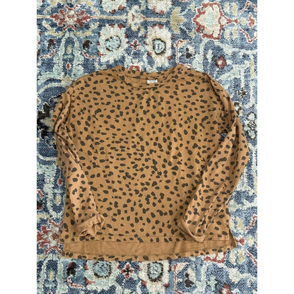 Zara Kids Leopard Print Top Kids Size 10 Tan Brown Long Sleeve EUC0