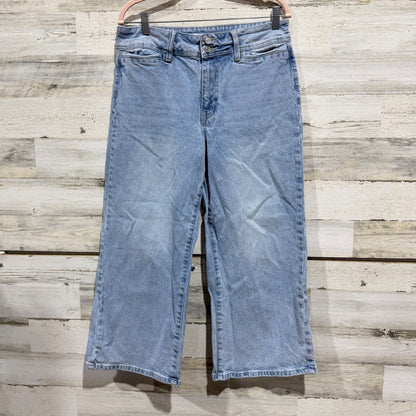 Kancan Wide Leg Crop Jeans Women Size 8 Light Wash Denim Boho Flawed*0
