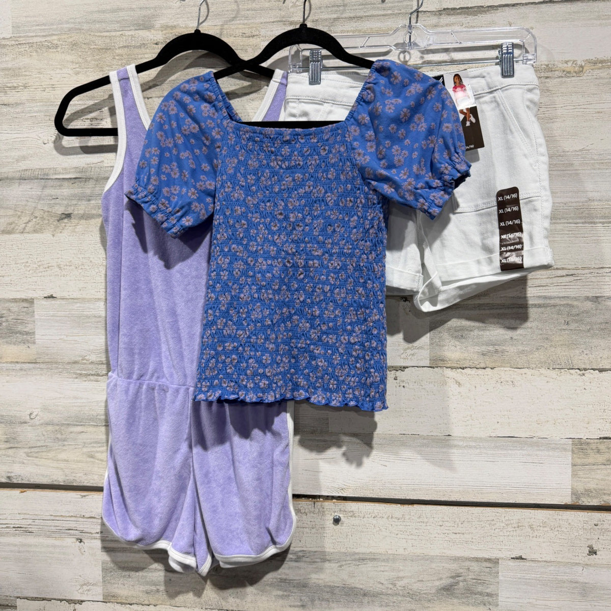 Thereabouts Member Mark Smocked Top Denim Shorts Romper Girls 14/16 XL Bundle0