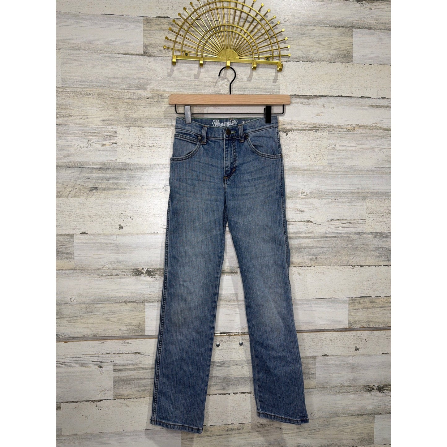 Wrangler Retro Slim Straight Jeans Boys 12 Slim Blue Denim Cowboy Western EUC0