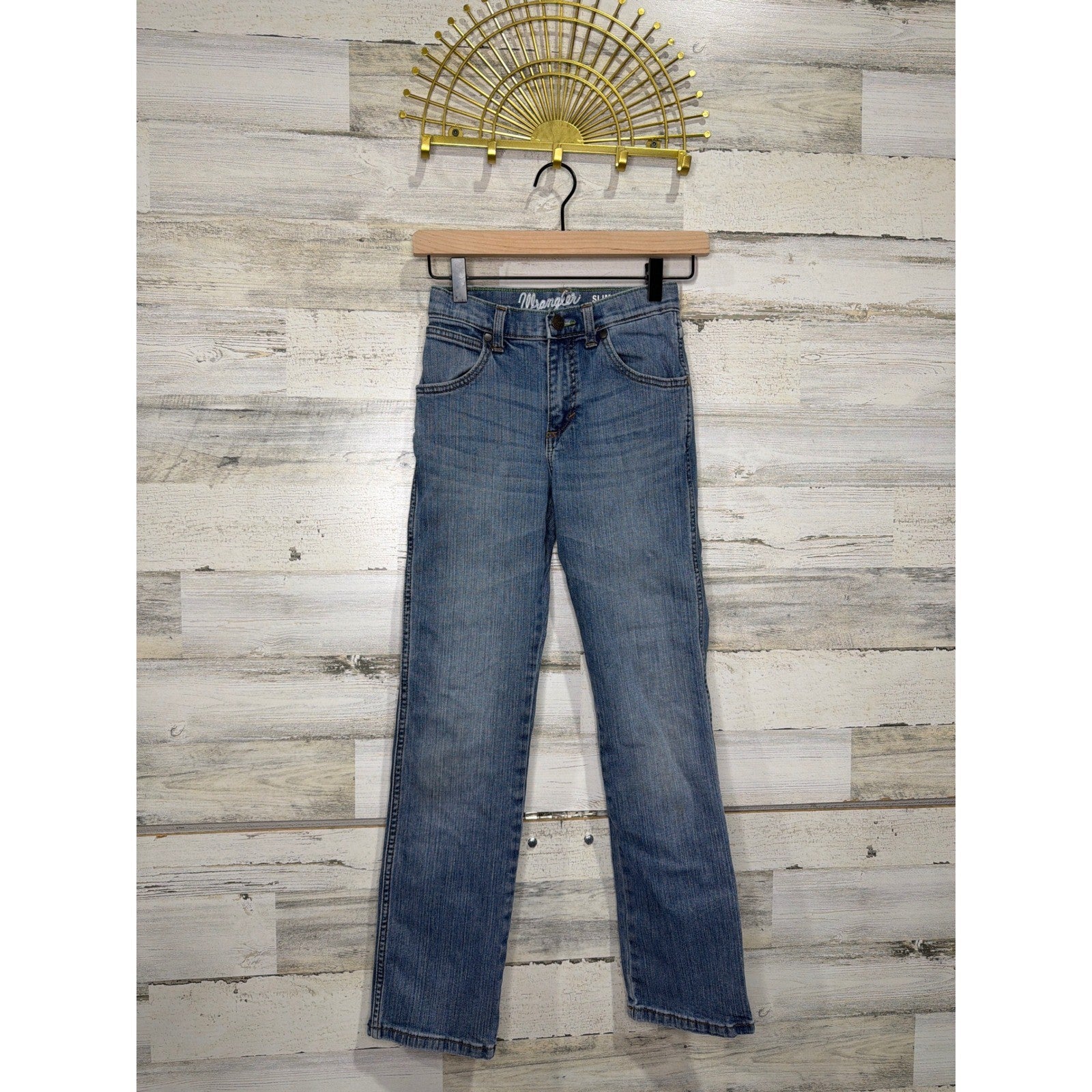 Wrangler Retro Slim Straight Jeans Boys 12 Slim Blue Denim Cowboy Western EUC0