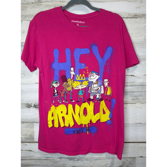 Nickelodeon Hey Arnold T-Shirt Women Medium Pink Graphic 90s Cartoon GUC*0