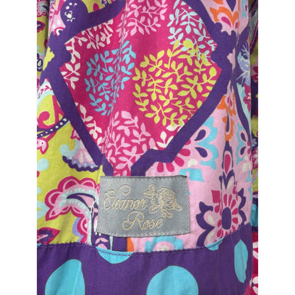 Eleanor Rose Dress Girls 7/8 Pink Purple Mixed Print Whimsical Boho3