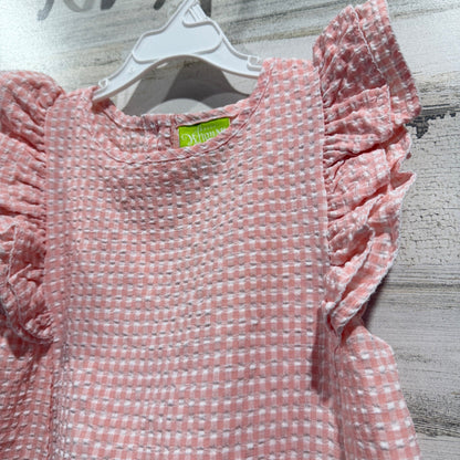 Classic Whimsy Dress Girls 10 Pink Gingham Ruffle Seersucker Top Preppy EUC1