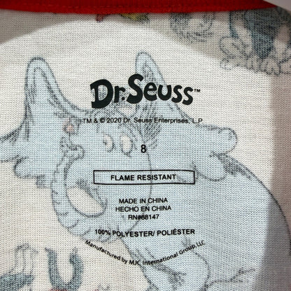 Dr Seuss Pajama Set Boys Size 8 White Character Print Grinchcore GUC2