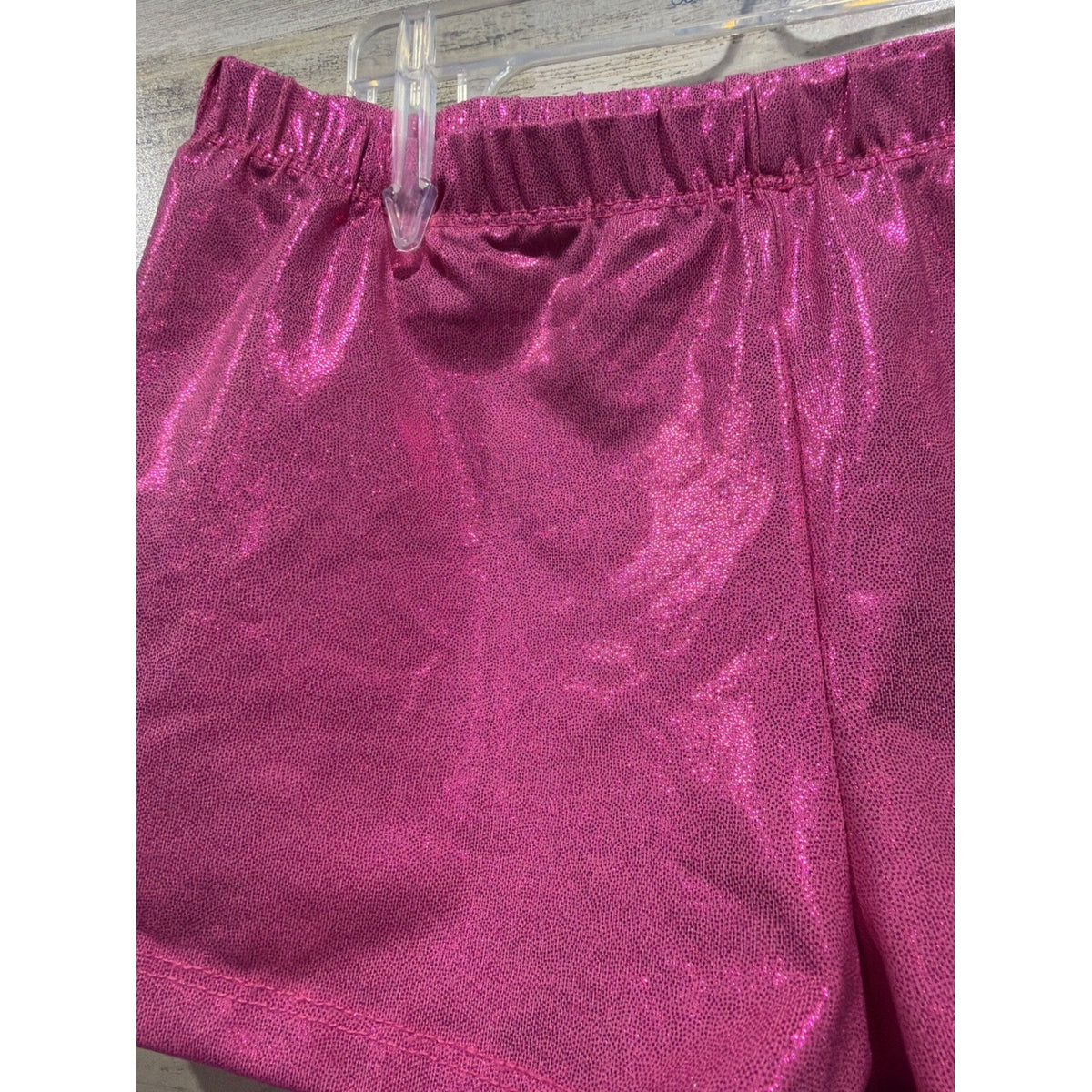Dance Shorts Fit Like 12/14 (Marked 150) Pink Metallic Shiny Spandex Barbiecore1
