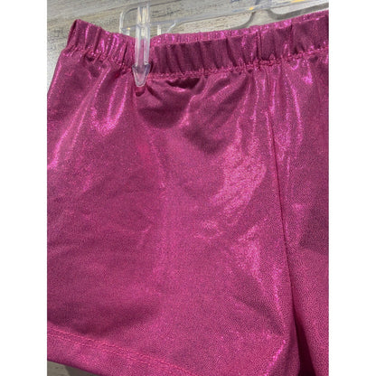 Dance Shorts Fit Like 12/14 (Marked 150) Pink Metallic Shiny Spandex Barbiecore1