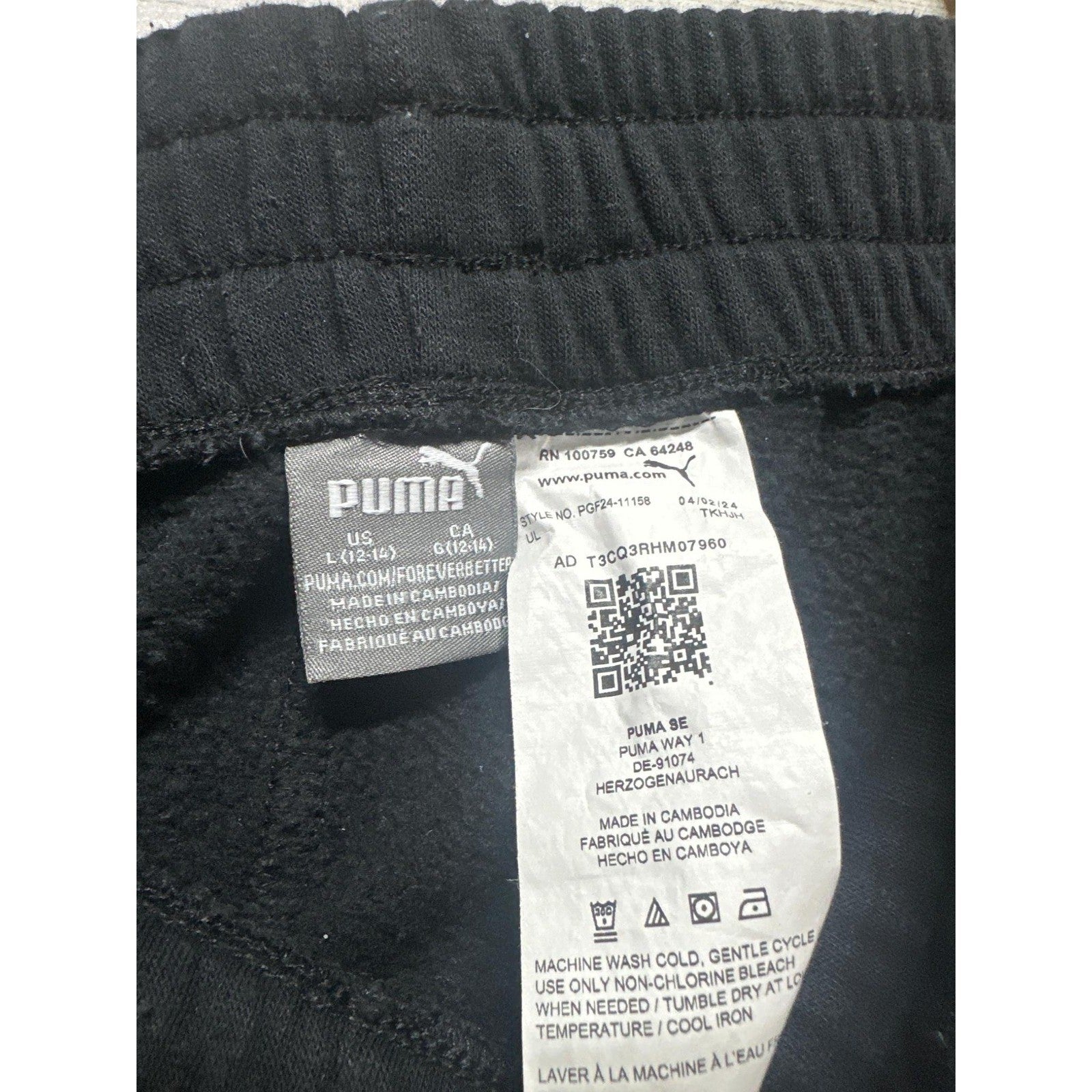 Puma Flare Sweatpants Girls Size L 12-14 Black Iridescent Logo EUC2