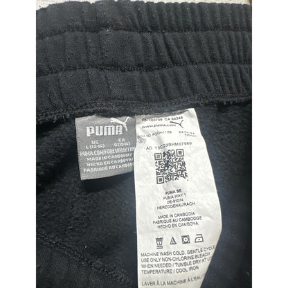 Puma Flare Sweatpants Girls Size L 12-14 Black Iridescent Logo EUC2