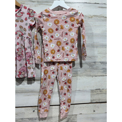 Strawberry Shortcake Cupcakes and Cashmere Girls 3T Pink Dress Pajama Lot EUC3