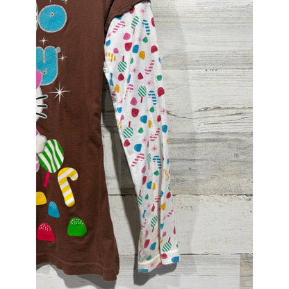 Sanrio Hello Kitty Shirt Girls 10/12 Brown Glitter Graphic Kidcore 20122