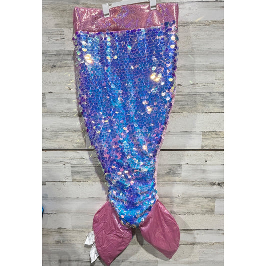 Nicole Miller Mermaid Tail Blanket Kids Shiny Pink Blue Sequin Plush Cozy EUC0