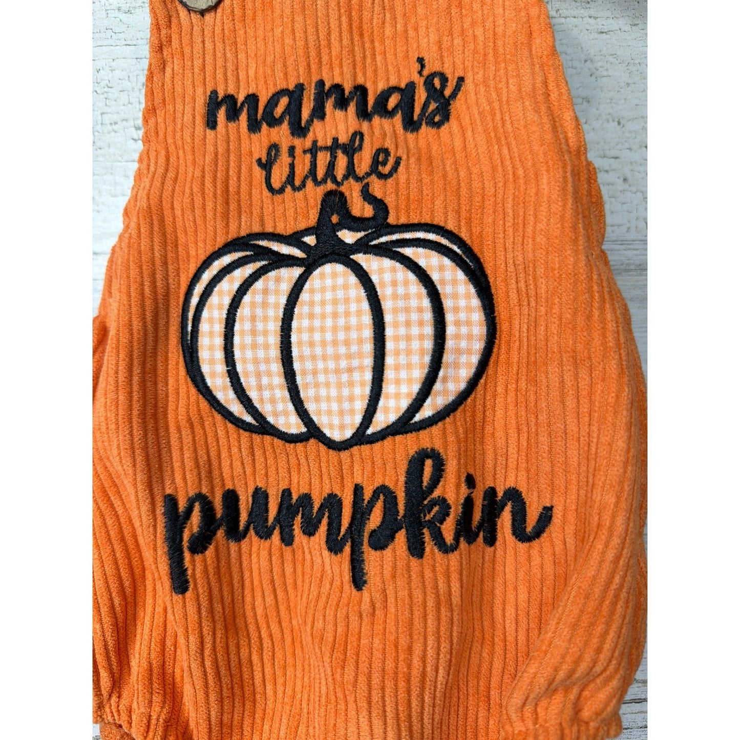Boutique Bubble Romper Baby 0-3M Orange Mama's Little Pumpkin Fall1