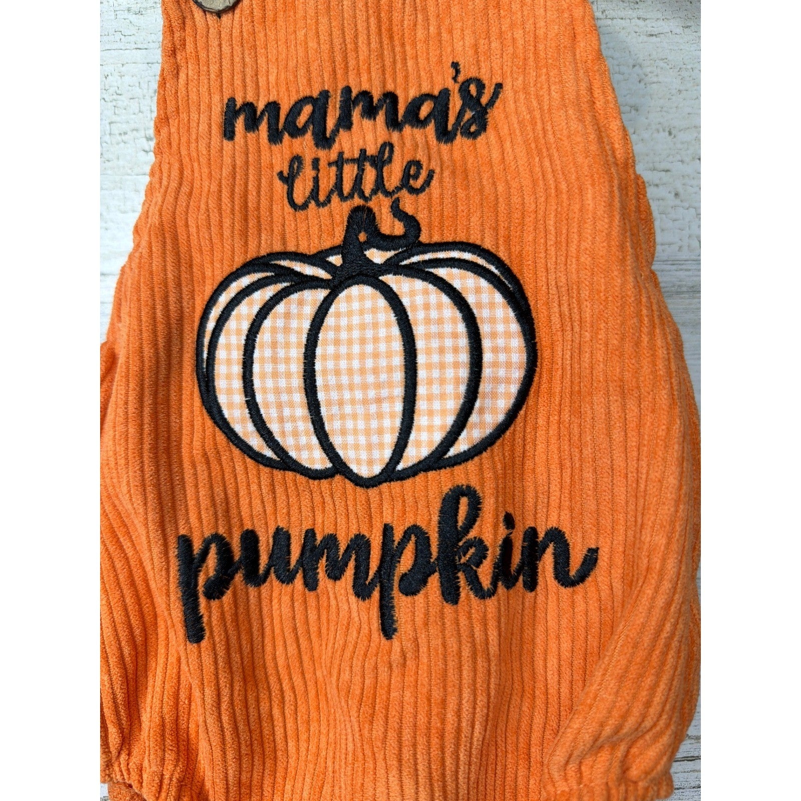 Boutique Bubble Romper Baby 0-3M Orange Mama's Little Pumpkin Fall1
