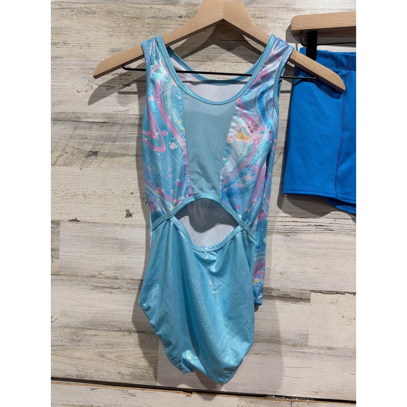 Mirella BCG Leotard Shorts Bundle Girls XL 14 16 Pink Blue Dance Gymnastics EUC4