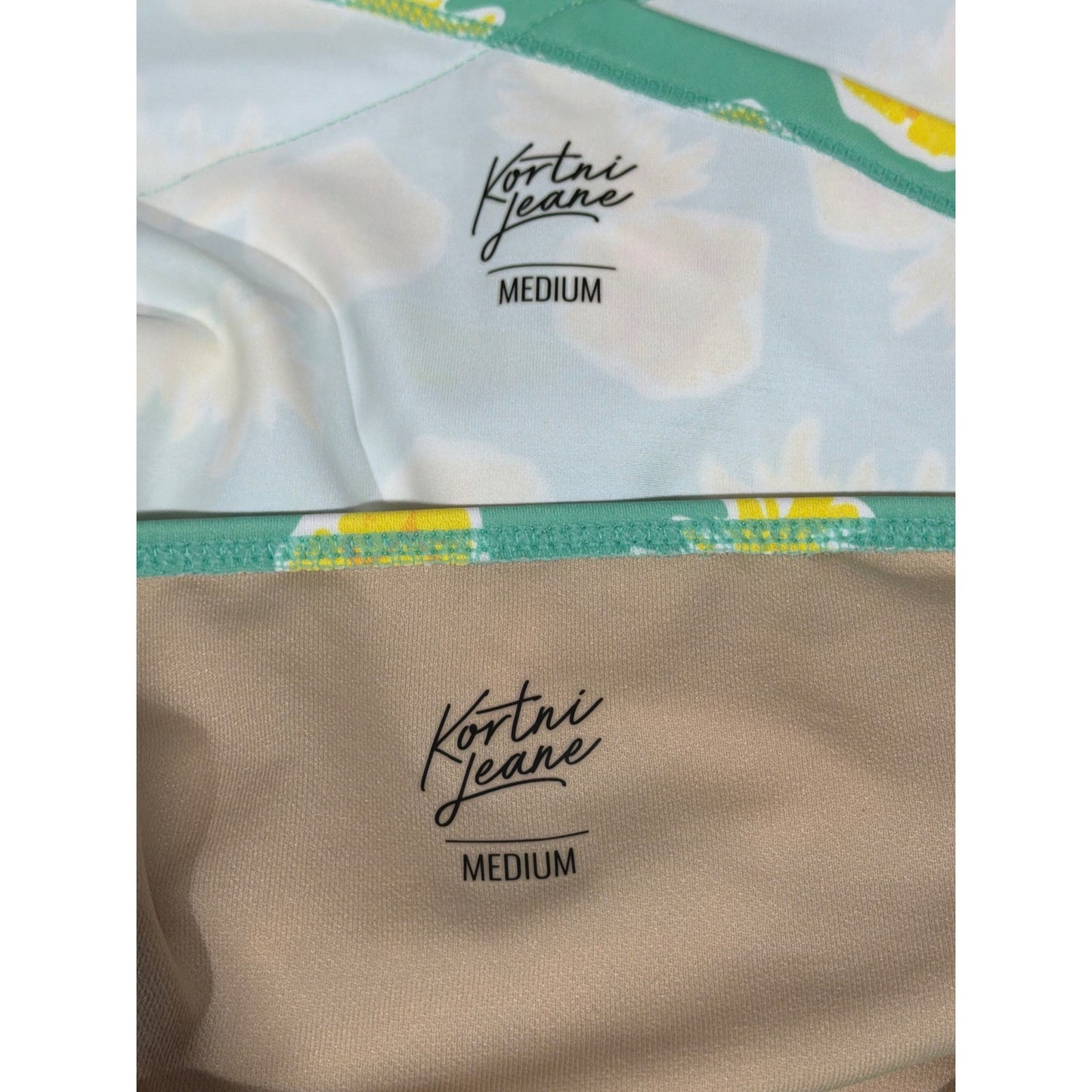 Kortni Jeane Swimsuit Women Medium Green Pineapple High Waist Modest Retro EUC5