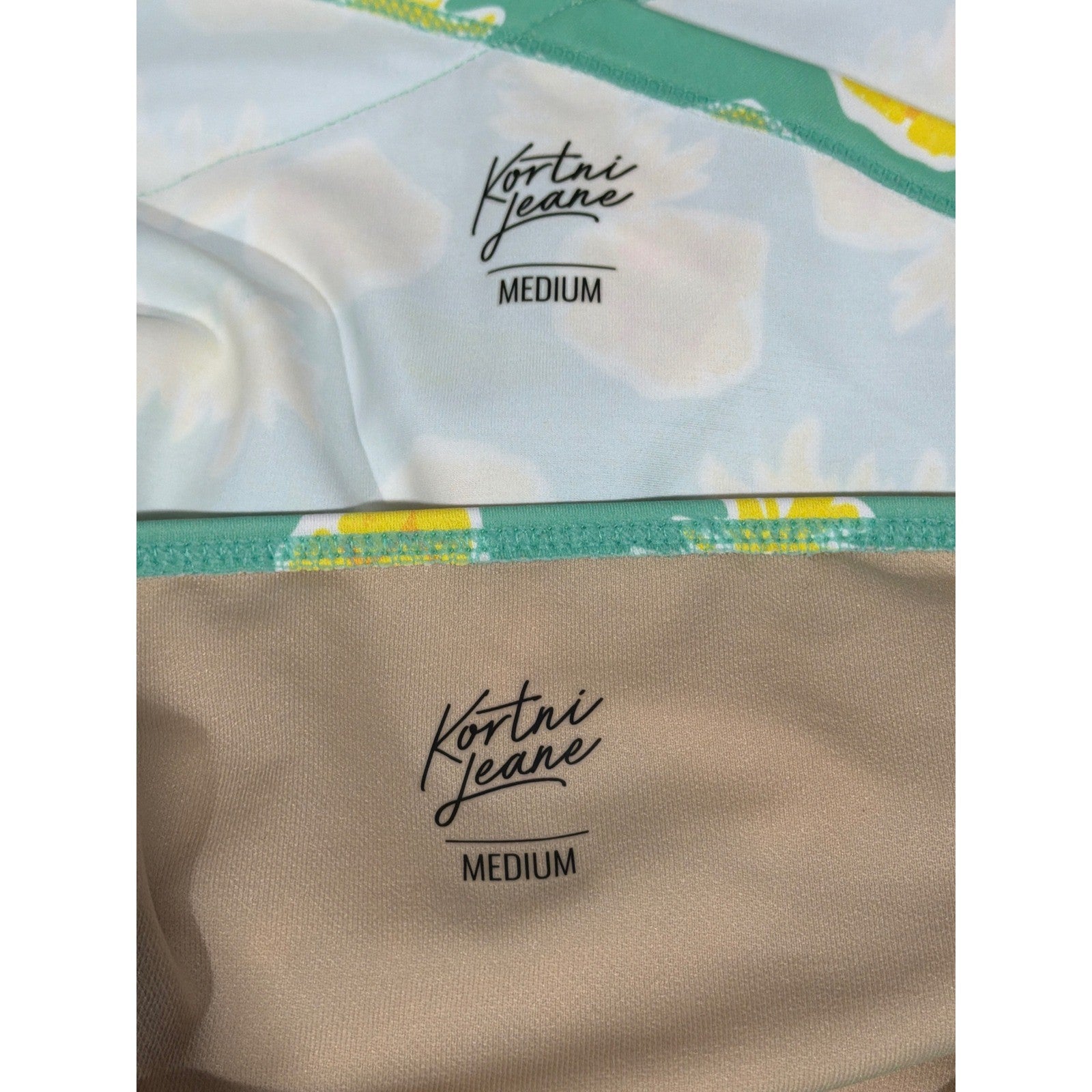 Kortni Jeane Swimsuit Women Medium Green Pineapple High Waist Modest Retro EUC5