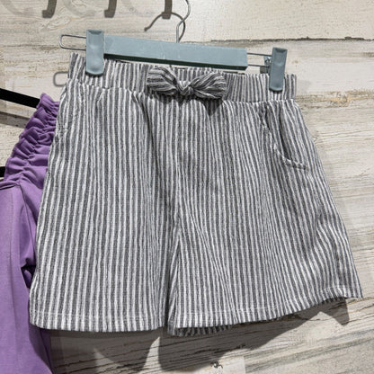 Bodysuit and Shorts Set Girls 10-11Y Purple Striped Modern EUC7