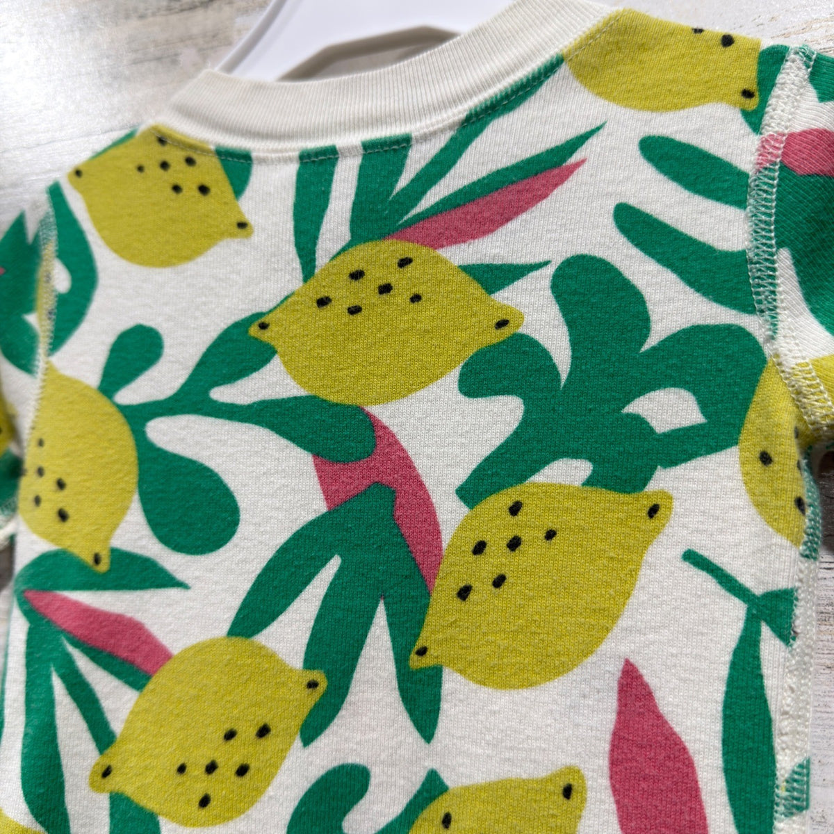 Hanna Andersson Lemon Romper Girls 18-24 mos White Yellow Organic Cotton EUC3