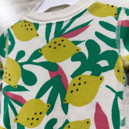 Hanna Andersson Lemon Romper Girls 18-24 mos White Yellow Organic Cotton EUC3