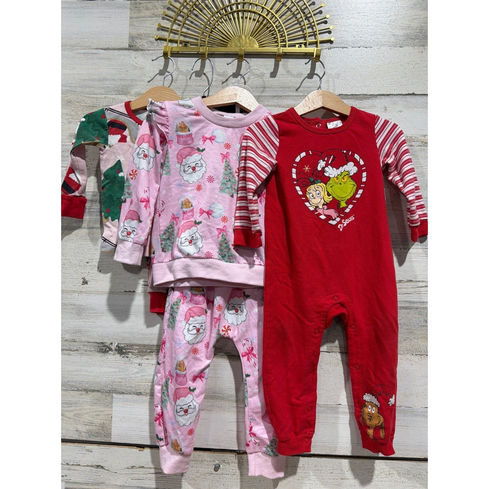 Carter's Dr Seuss Boutique Holiday Pajama Bundle Girls 18M Grinch Santa0