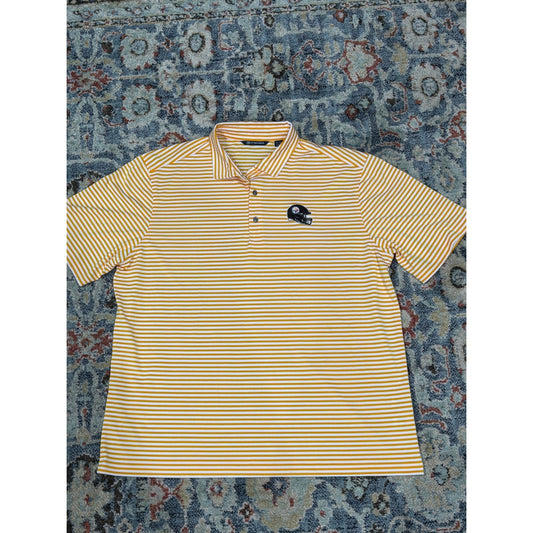 Cutter & Buck Polo Shirt Men XL Yellow White Striped Steelers NFL EUC0