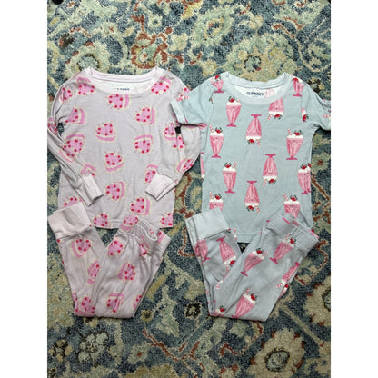 Old Navy Pajama Set Bundle Girls 18-24M Pink Blue Cake Milkshake0