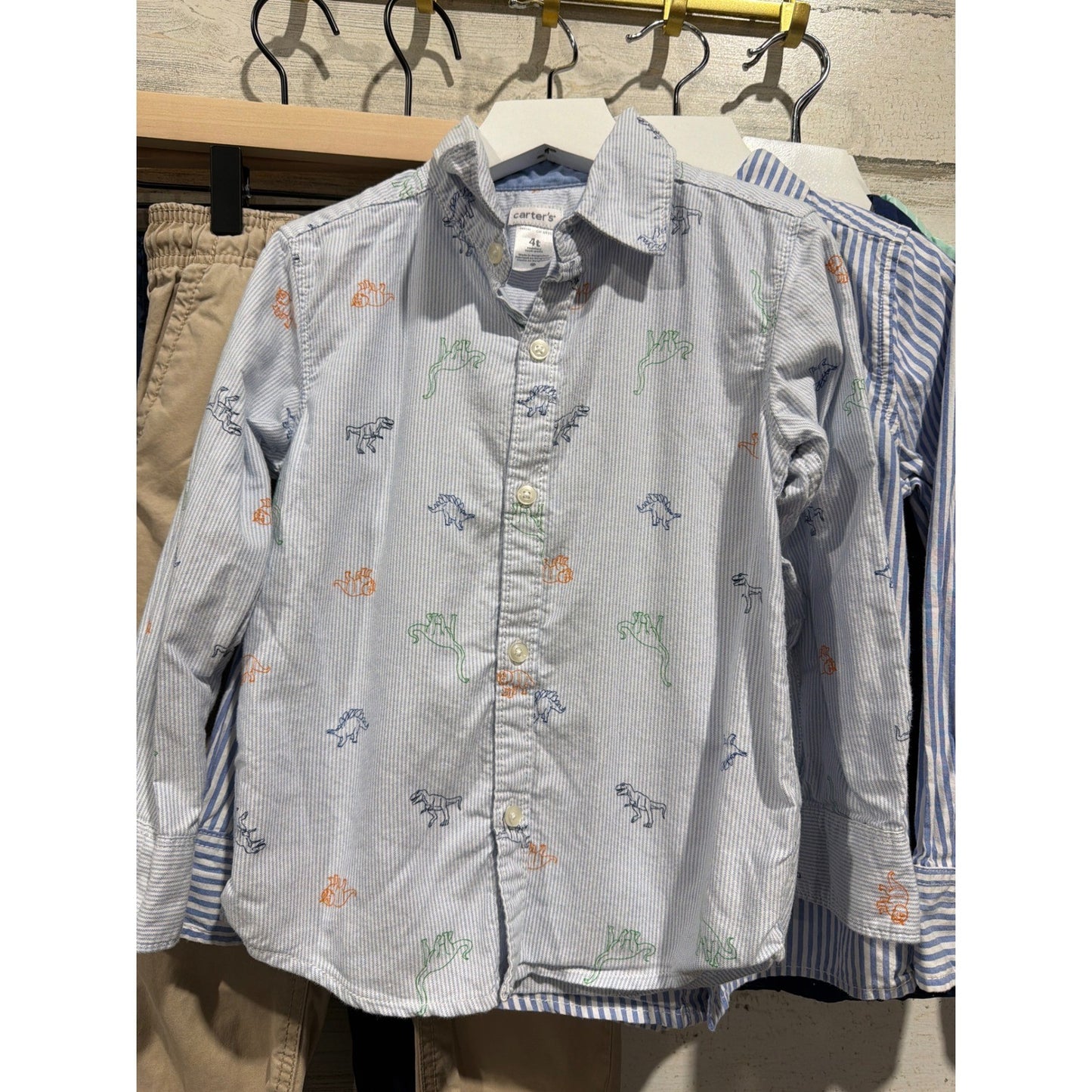 Carter's Oshkosh Dress Up Bundle Boys 4T Blue Khaki Button Down Chino Preppy EUC1