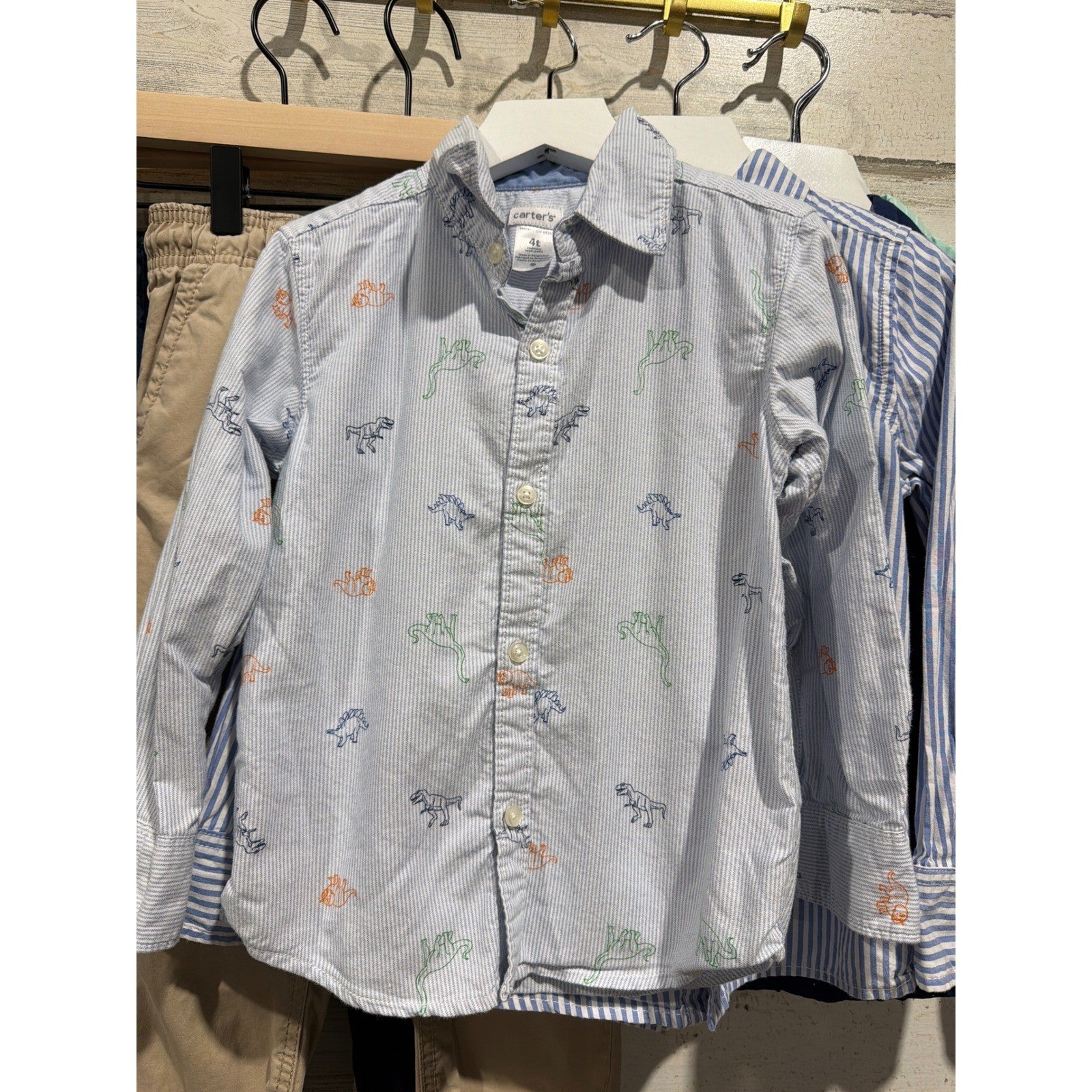 Carter's Oshkosh Dress Up Bundle Boys 4T Blue Khaki Button Down Chino Preppy EUC1