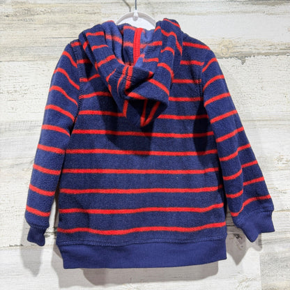 Nautica Fleece Hoodie Jacket Girls 2T Navy Red Striped Nautical Preppy Fall EUC4
