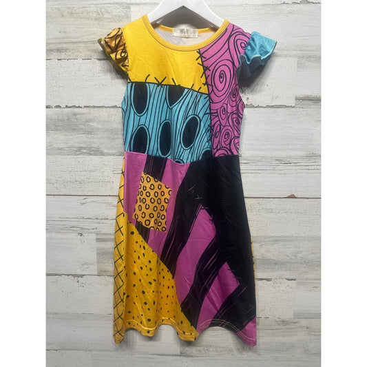 Sally Patchwork Dress Girls 4/5 Multicolor Ruffle Sleeve EUC0