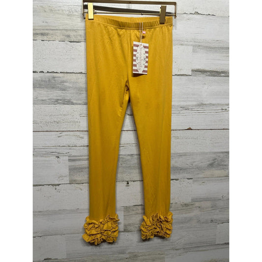 Serendipity Ruffle Leggings Girls Size 10 Mustard Yellow Boutique NWT0