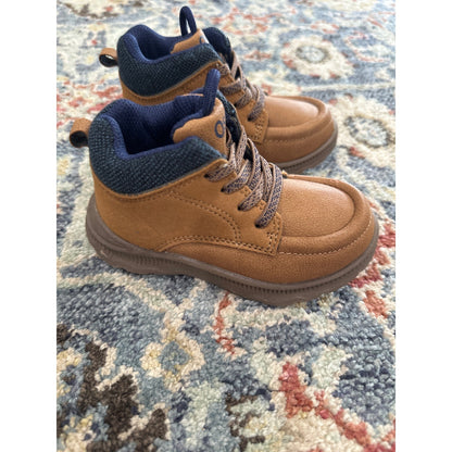 OshKosh B'gosh High Top Boots Boys 7 Toddler Tan Navy Faux Suede3