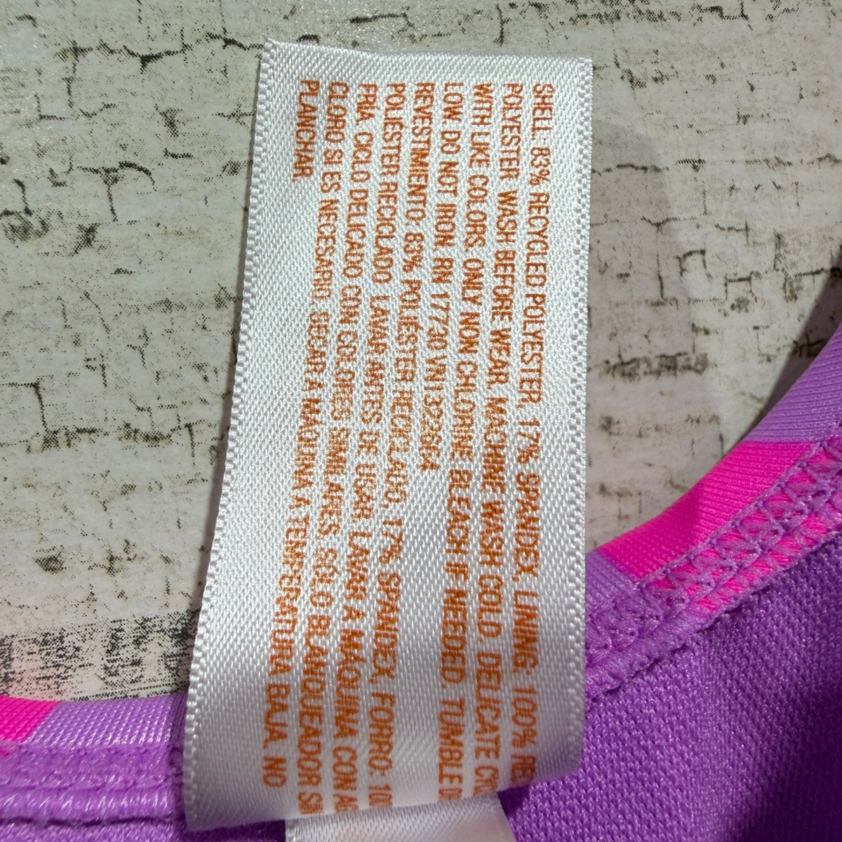 Cat & Jack Striped Ruffle One Piece Swimsuit Girls L 10/12 Pink Purple NWT4
