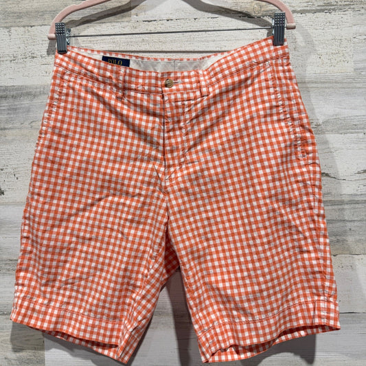 Polo Ralph Lauren Shorts Men 32 Orange Gingham Check Preppy EUC0
