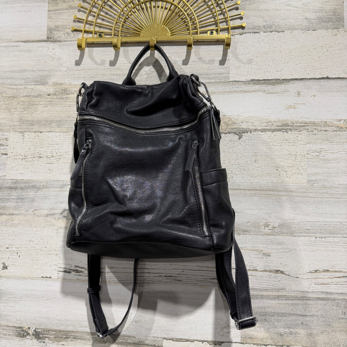 Miztique Convertible Backpack Bag Women Black Vegan Leather Edgy GUC*0