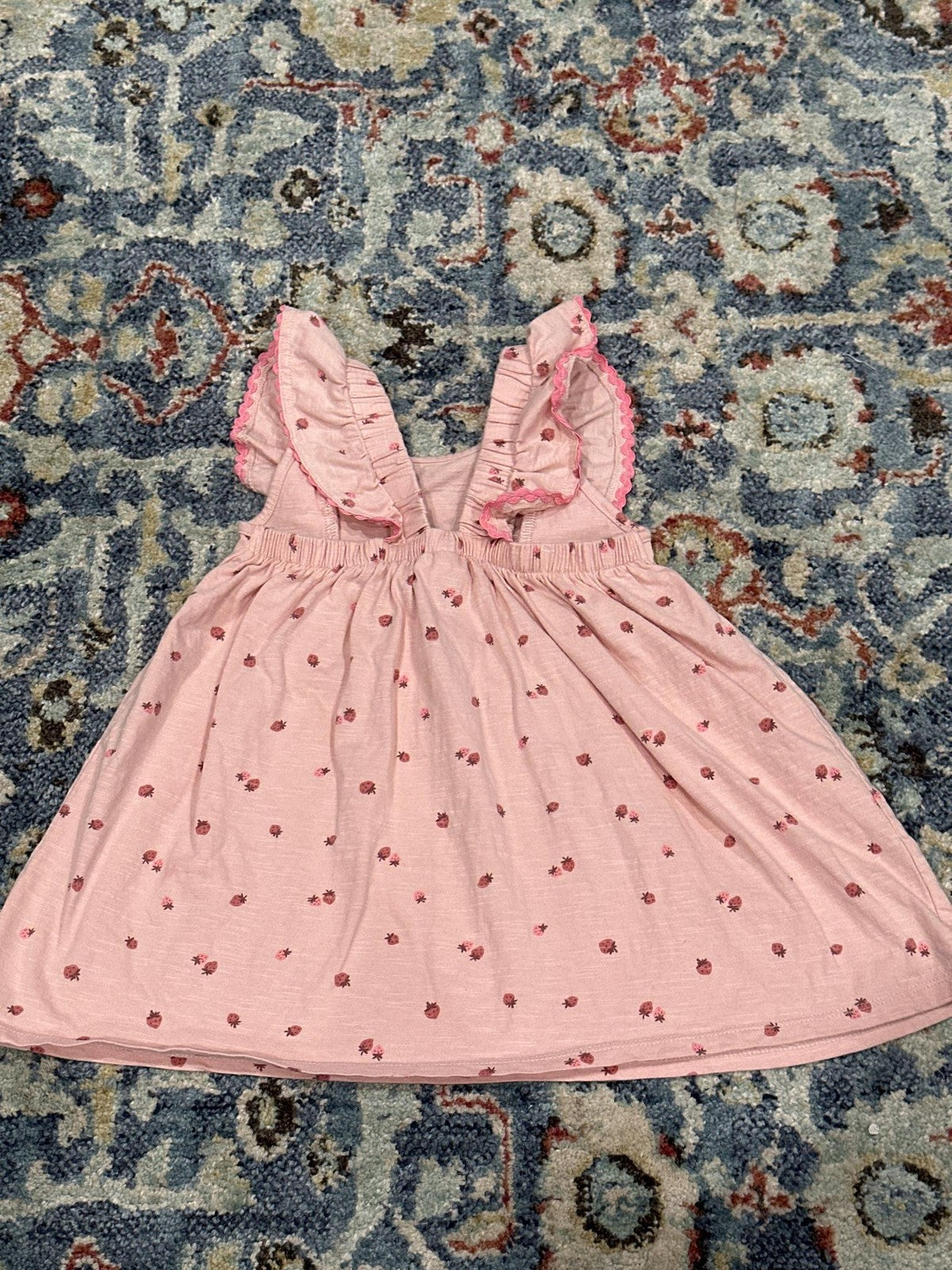 Modern Moments Dress Girls 3T Pink Strawberry Ruffle Flutter Sleeve EUC3