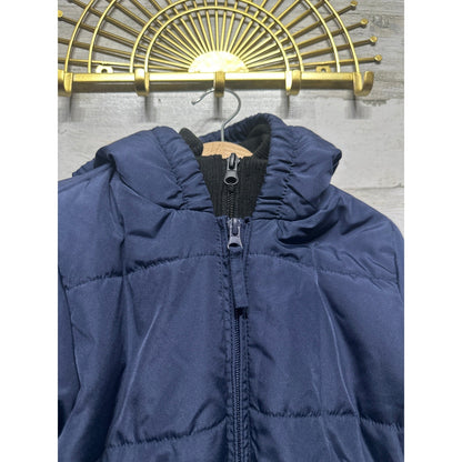 Class Club Boy's Size 6/7 Double Zip Hooded Navy Blue 2 in 1 Puffer Jacket Coat1