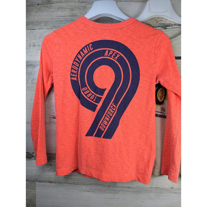Crewcuts Graphic T-Shirt Boys 6 7 Orange White Racing Car Speedway *Flawed2
