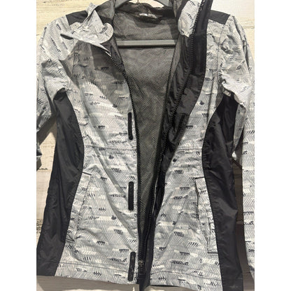 The North Face Rain Jacket Girls M 10/12 Grey Geometric DryVent Gorpcore EUC4