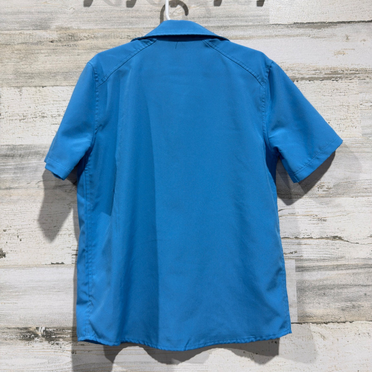Under Armour Button Down Boys 7 Blue Short Sleeve Performance EUC4