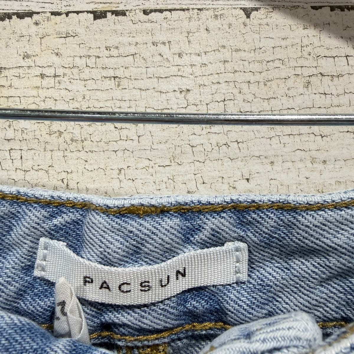 PacSun High Rise Festival Denim Shorts Womens 23 Light Blue Cotton Boho EUC1