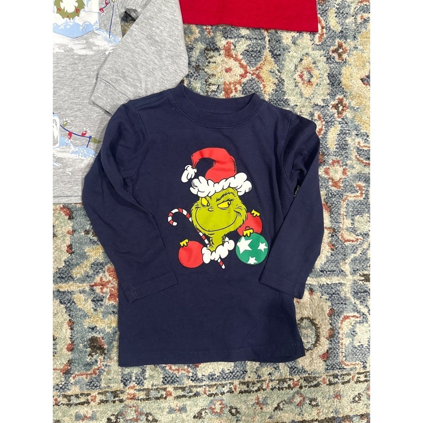 Carter's Grinch Holiday Shirt Bundle Boys 3T Red Gray Navy Christmas1