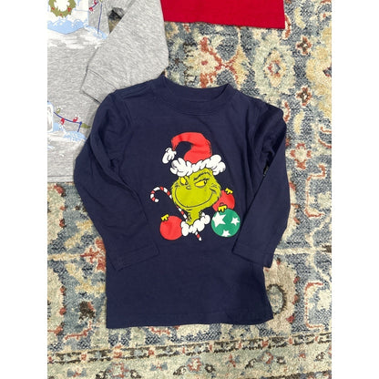 Carter's Grinch Holiday Shirt Bundle Boys 3T Red Gray Navy Christmas1