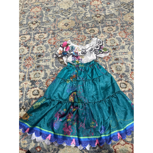Mirabel Encanto Costume Dress Girls 4-6 Teal White0