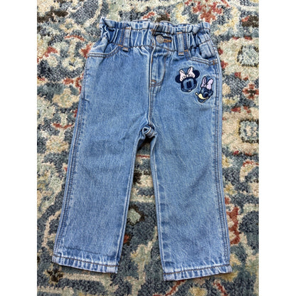 Disney Gap Jeans Girls 6-12M Blue Embroidered Minnie Daisy Paperbag Waist EUC1