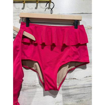 Kortni Jeane Swimsuit Women Medium Pink Ruffle Peplum Retro Barbiecore2