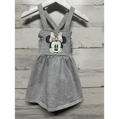 Disney Minnie Mouse Pinafore Dress Girls 18m Gray Ruffle Glitter EUC0
