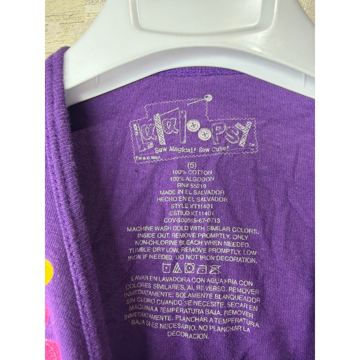 Lalaloopsy Graphic T-Shirt Girls 5 Purple Side Cinch Ruched Kidcore3